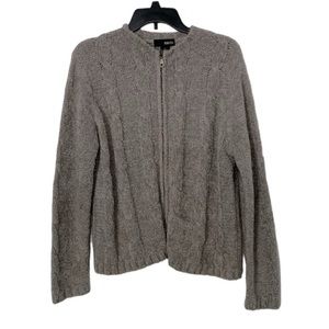 Mohair Cable Knit Full-zip Cardigan Sweater Size Medium